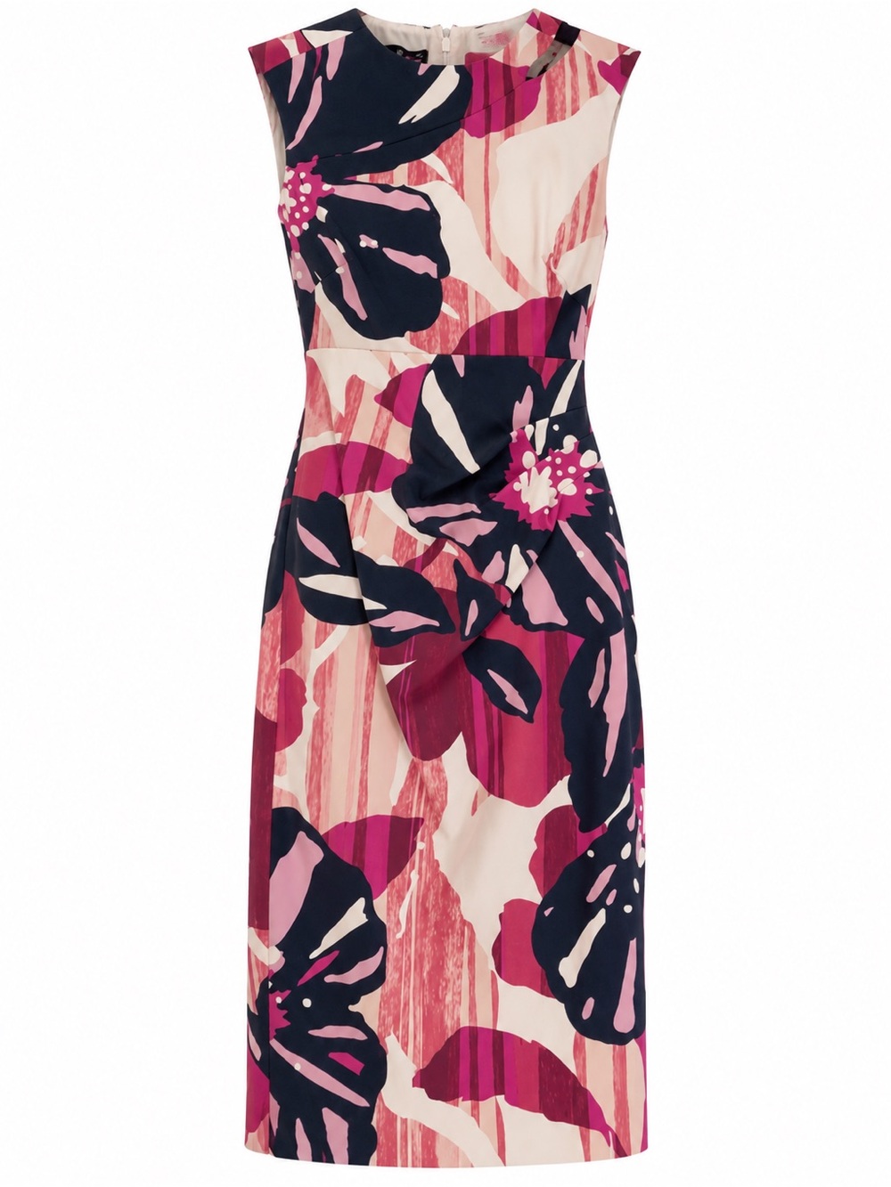 Floral Sheath Dress in Pink and Navy